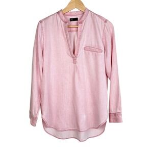 GAP Women's Pink Washed Chambray Tencel Tunic Cottagecore Sz M Bohemian
